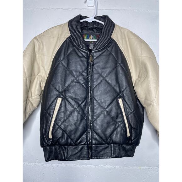 Vintage Shebang USA Kids Bomber Jacket Quilted Thick 100% Leather Size Small 4/5 - Picture 7 of 7